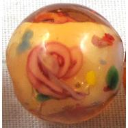 lampwork glass beads, flower, round, mixed color