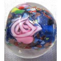 lampwork glass beads, flower, round, blue