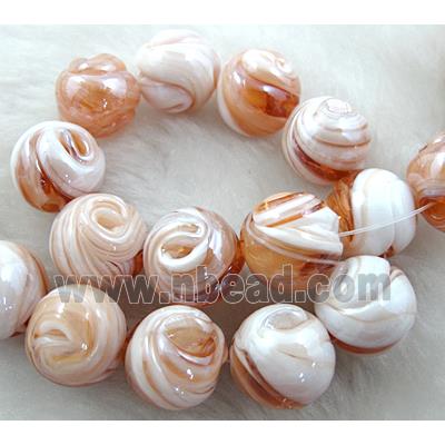 lampwork glass beads, round, coffee