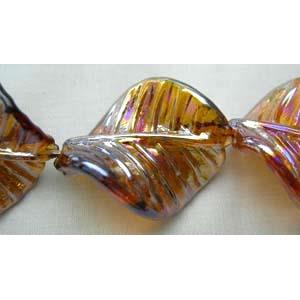 Handmade Twist leaf Lampwork Beads With Plated Color