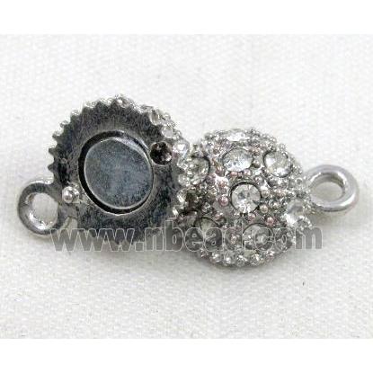 Magnetic alloy clasp paved rhinestone