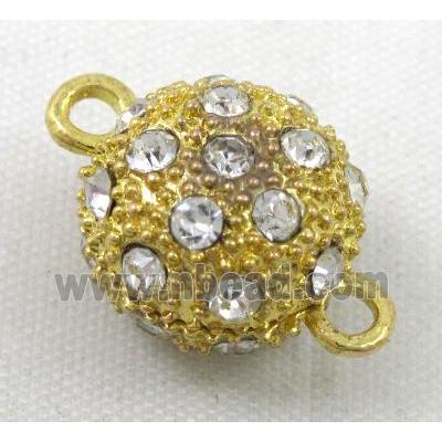 Magnetic alloy Clasp, round paved rhinestone