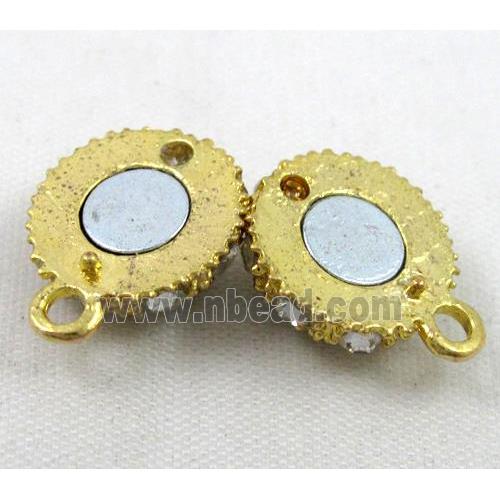 Magnetic alloy Clasp, round paved rhinestone