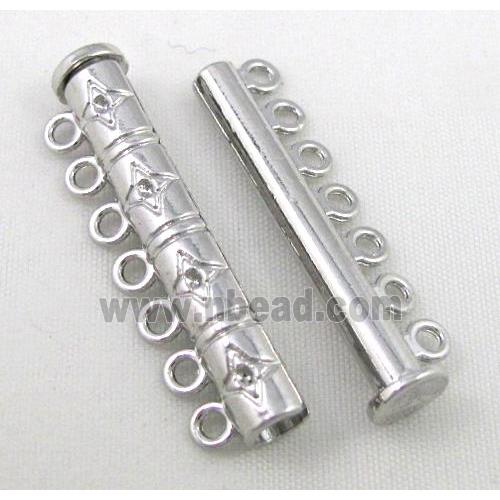 Magnetic alloy Clasp, round paved rhinestone