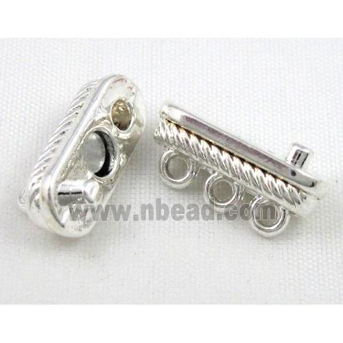 Magnetic alloy connector clasp, silver plated