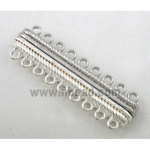 Magnetic alloy connector clasp, silver plated