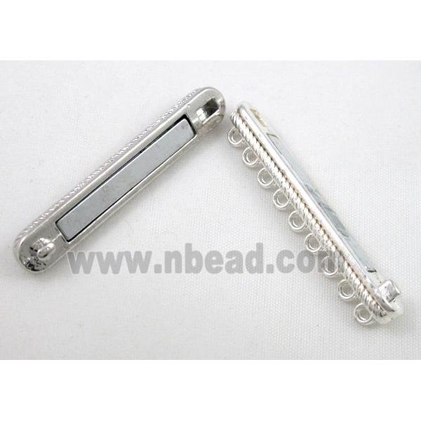 Magnetic alloy connector clasp, silver plated