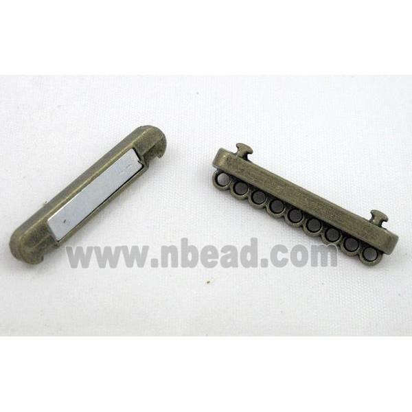 Magnetic alloy connector clasp, antique bronze