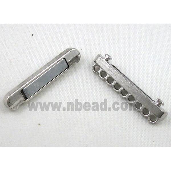 Magnetic alloy connector clasp, platinum plated