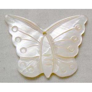 Mother of Pearl pendant, butterfly, white