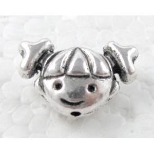 Girl head, Tibetan Silver Non-Nickel