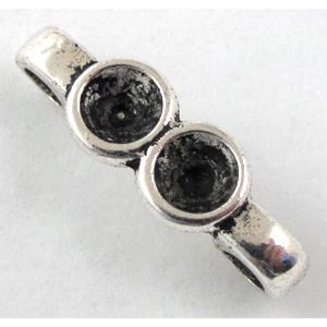 Connector with cameo-tray, tibetan silver Non-Nickel