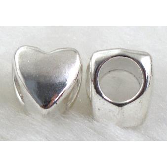 Silver plated Heart, Tibetan Silver Spacer Non-Nickel