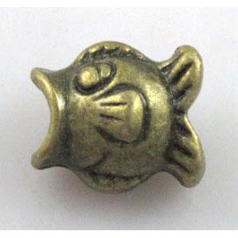 Tibetan Silver zinc Bead, Fish Charm, Non-Nickel, antique bronze