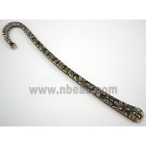 Antique Red Bookmark, Tibetan Silver Non-Nickel