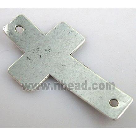 hammered tibetan silver cross connector Non-nickel