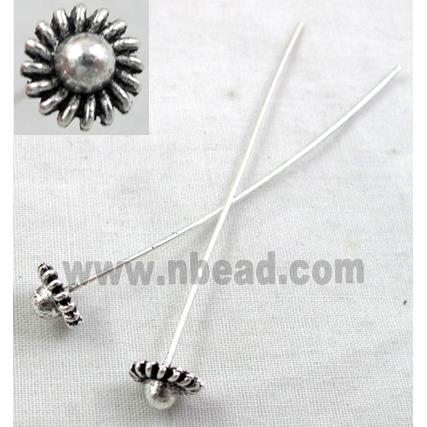 Fancy Pin Charm, Tibetan Silver Non-Nickel