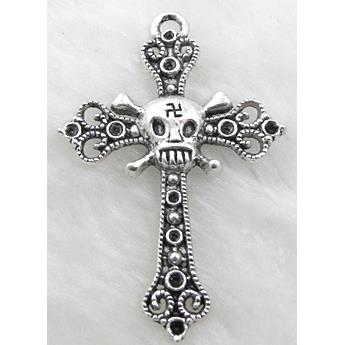 Skull Cross, Tibetan Silver Pendant non-nickel