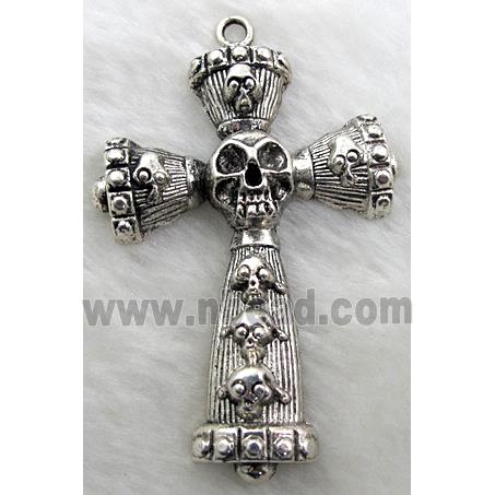 Skull Cross, Tibetan Silver Pendants non-nickel