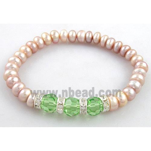 Handcraft Cluster Pearl Bracelet, elastic