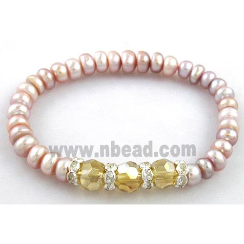 Handcraft Cluster Pearl Bracelet, elastic