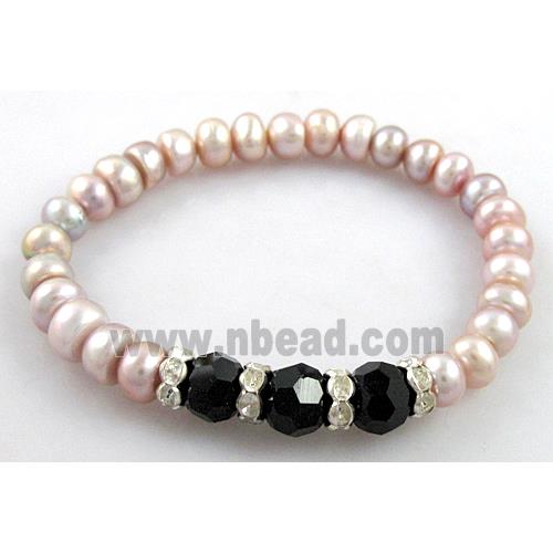 Handcraft Cluster Pearl Bracelet, elastic