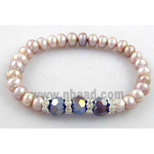 Handcraft Cluster Pearl Bracelet, elastic