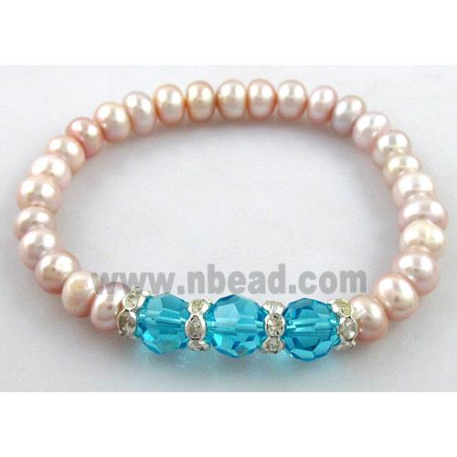 Handcraft Cluster Pearl Bracelet, elastic