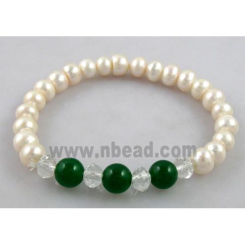 Handcraft Cluster Pearl Bracelet, elastic