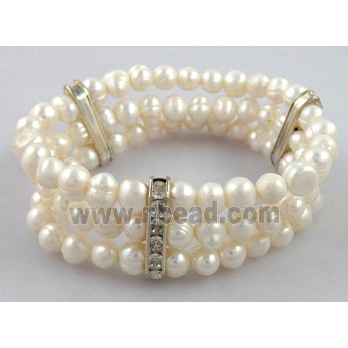 Handcraft Cluster Pearl Bracelet, elastic