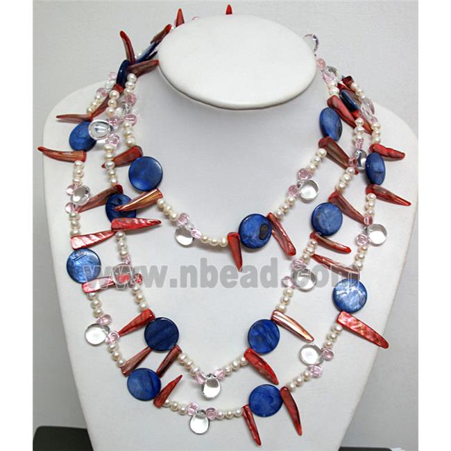 fashion Pearl Necklace with glass, shell bead