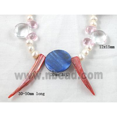 fashion Pearl Necklace with glass, shell bead