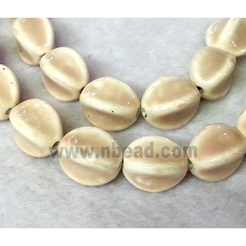 Painted Oriental Porcelain Carambole Beads