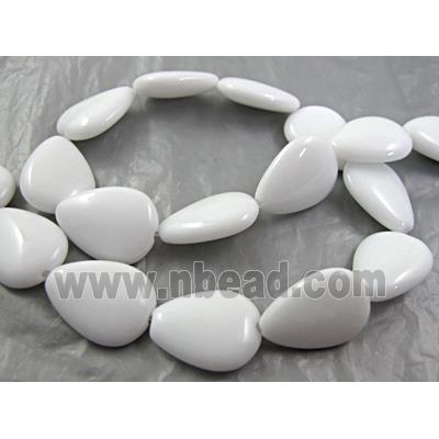 White Porcelain Beads, flat drop