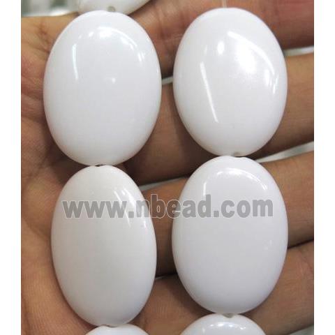 White Porcelain Beads, oval