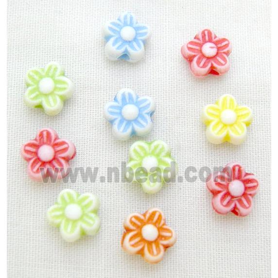 colorful Plastic Beads, mixed, flower