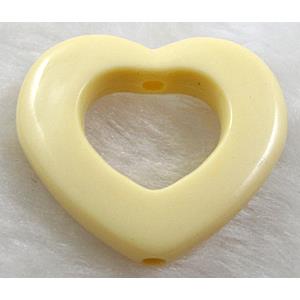 resin beads, heart, yellow