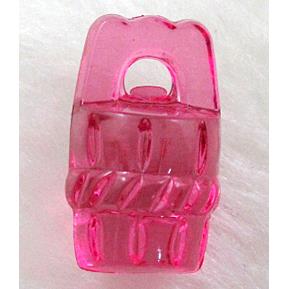 Cask Acrylic Bead,Transparent, Hot pink