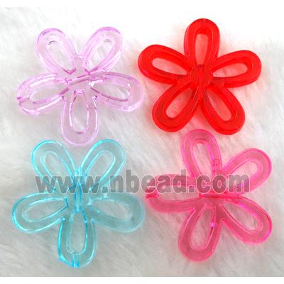 mixed Acrylic Beads, flower, transparent