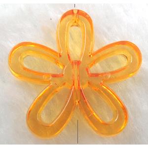 Acrylic Bead, flower, transparent, gold