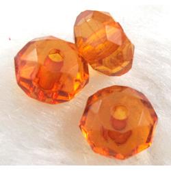 faceted rondelle Acrylic Bead, transparent, orange