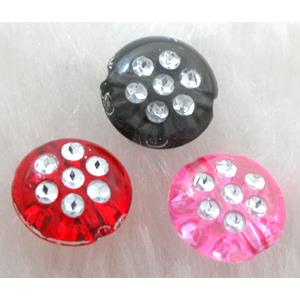 Acrylic Bead, Acrylic Rhinestone diamond, flat round, mixed