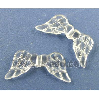 Acrylic bead, angel wing, transparent, clear