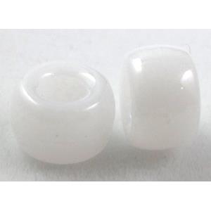 plastic beads, barrel, white