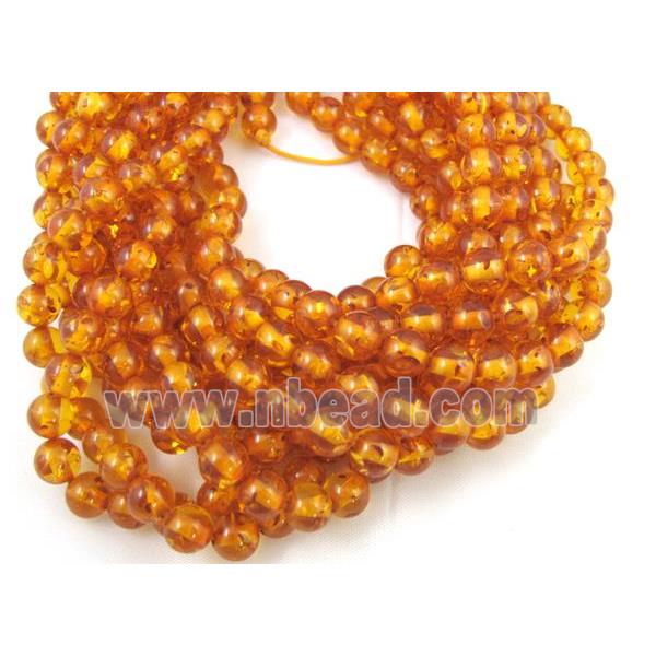 round synthetic Amber beads, golden