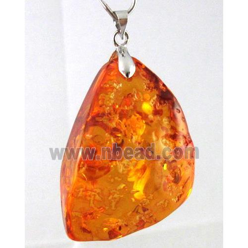 amber pendant, mixed shape, red