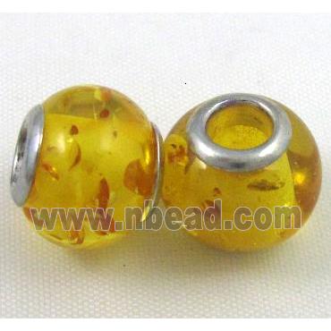 Amber Beads, NR, rondelle, yellow