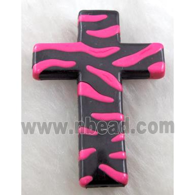 Zebra Resin Cross Beads Hotpink