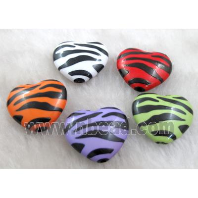 Zebra Resin Heart Beads Mixed