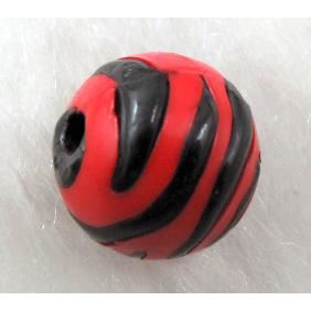 Round Resin Beads Zebra Red